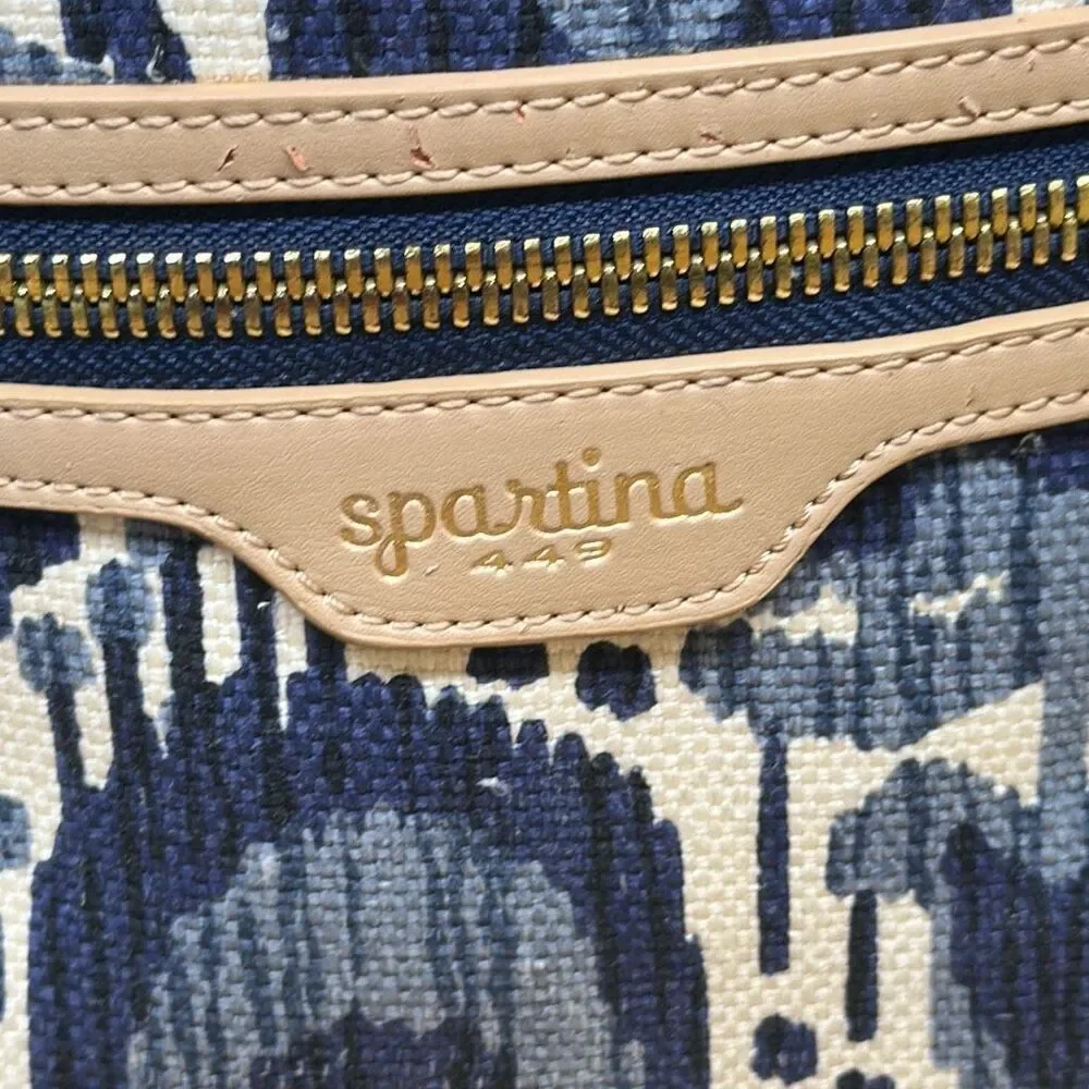 Spartina 449 Chloe Backpack Blue Daufuskie‎ Island Natural Linen Leather Bag